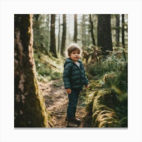 Little Boy In The Forest Canvas Print