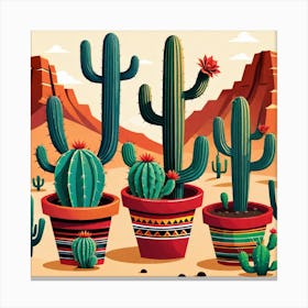 Cactus In Pots 2 Canvas Print