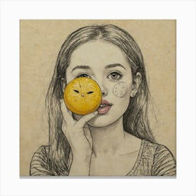 Girl With An Orange 2 Canvas Print