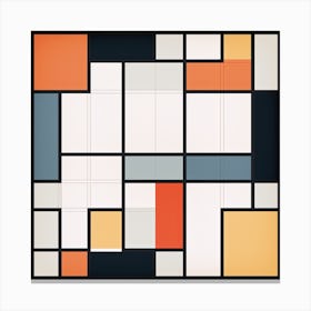 White, yellow and blue Squares Mid Century Canvas Print