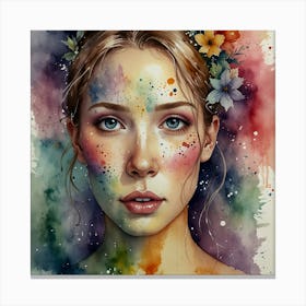 Watercolor Of A Girl 43 Canvas Print