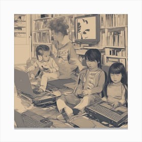 Children In The Library Canvas Print