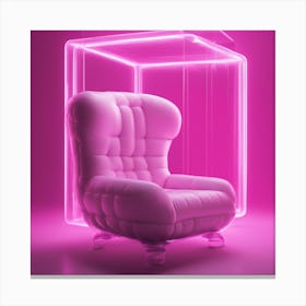Furniture Design, Tall Armchair, Inflatable, Fluorescent Viva Magenta Inside, Transparent, Concept P (1) Canvas Print