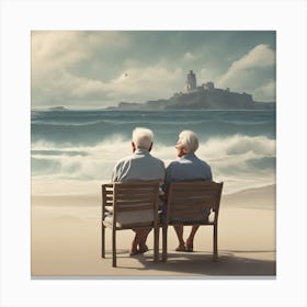 the old couple in love Canvas Print