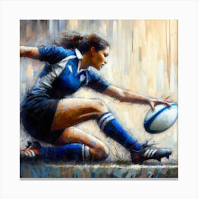 Rugby Player Kicking The Ball Canvas Print