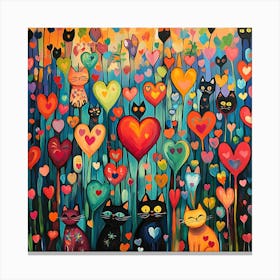 Abstract painting of a cat in a flower field 3 Canvas Print