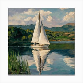 Sailboat On The Lake 1 Canvas Print