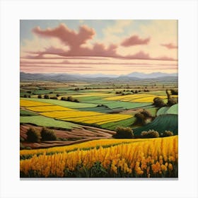 Landscape Canola Fields In Luoping China Canvas Print