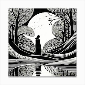 A Linocut inspired woman art, 142 Canvas Print