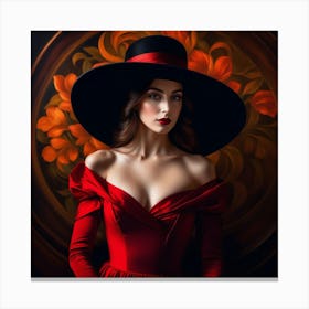 Beautiful Woman In Red Dress Canvas Print