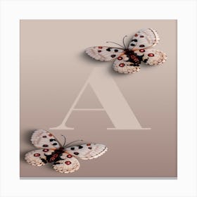 Butterflies On A Beige Background Canvas Print