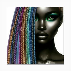 Black Woman With Colorful Hair Canvas Print