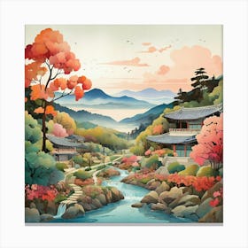 he Garden Of Morning Calm South Korea Modern Illustration Canvas Print