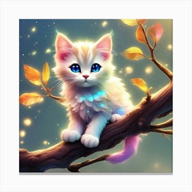 Cute Kitten On A Branch 6 Canvas Print