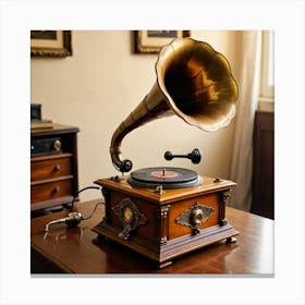 Soundscapes of Yesteryear: A Gramophone's Tale Canvas Print