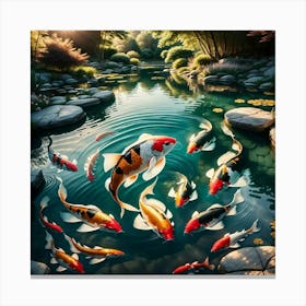 Koi Fish In The Pond Canvas Print
