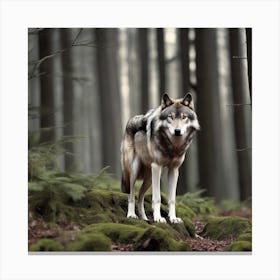 Wolf In The Forest 24 Canvas Print