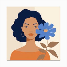 Portrait Of A Woman With A Flower Canvas Print