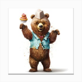 Bear With Ice Cream Canvas Print