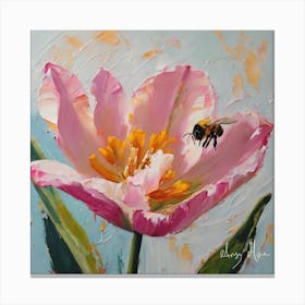 Bee On Tulip Canvas Print