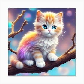 Cute Kitten On A Branch 4 Canvas Print