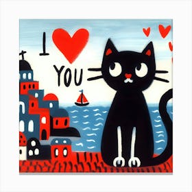 I Love You Cat - Greece Canvas Print