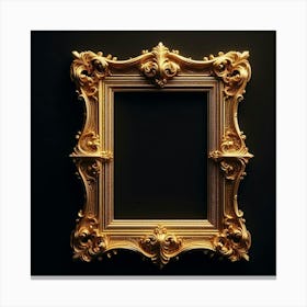A gilded, intricately carved wooden frame with a dark background, perfect for displaying your most cherished memories or artwork. Canvas Print