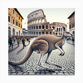 Kangaroo In Rome 2 Canvas Print