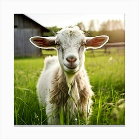 Grass Green Goat Farm Mammal Milk Farming Animal Meadow Head Canino No People Pasture S (2) Canvas Print