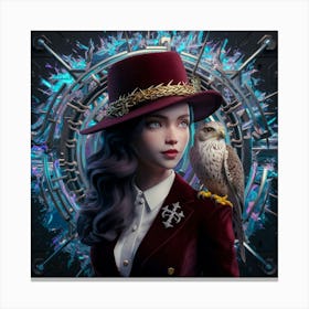 Portrait Of A Woman Holding A Bird Canvas Print