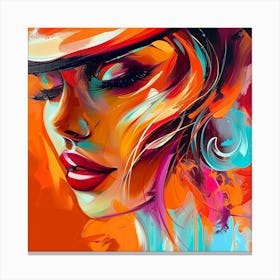 Abstract Woman In Hat Canvas Print