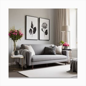 Grey Living Room Canvas Print