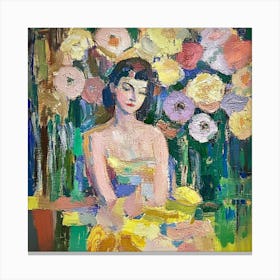 Woman With Flowers Canvas Print