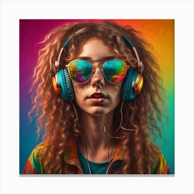 Girl with headphones Canvas Print