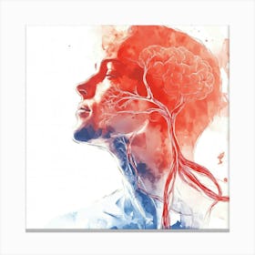 Human Head With Brain And Blood Canvas Print