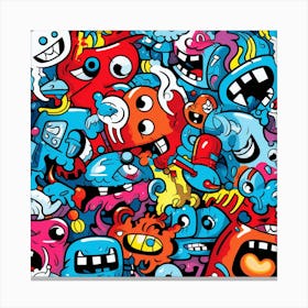 Cartoon Monsters Seamless Pattern Canvas Print