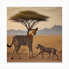 Zebra And Cub Canvas Print