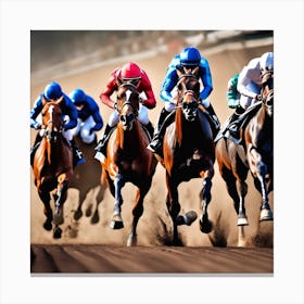 Jockeys Racing Horses 16 Canvas Print