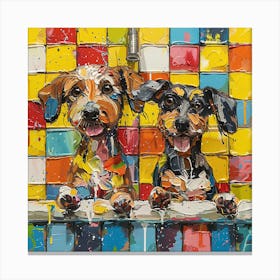 Dogs In The Bath 1 Canvas Print