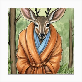 Deer In Robe 5 Canvas Print