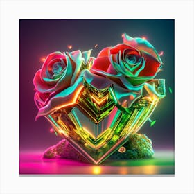 Neon Roses Canvas Print