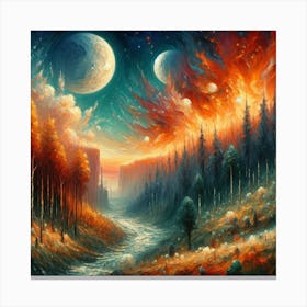 Fire In The Forest 2 Canvas Print