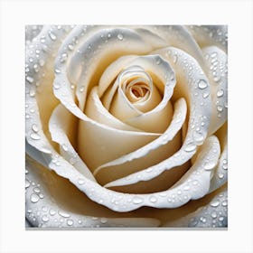 White Rose With Water Droplets 2 Canvas Print