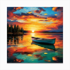 Sunset Boat 1 Canvas Print