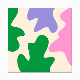 Abstract modern shapes green, violet and pink Canvas Print