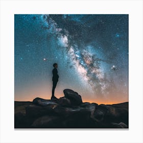 Silhouette Of A Man In The Night Sky Canvas Print