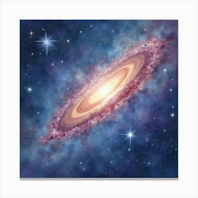 Watercolor Galaxy With Ethereal Star Formations 1 Canvas Print