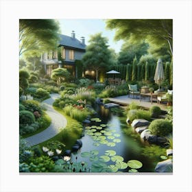 Pond In The Garden Canvas Print