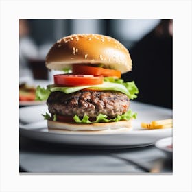 Hamburger On A Plate 32 Canvas Print