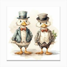 Ducks In Hats 1 Canvas Print